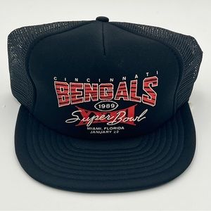 Vtg‎ Cincinnati Bengals 1989 Super Bowl SnapBack trucker hat NOS
